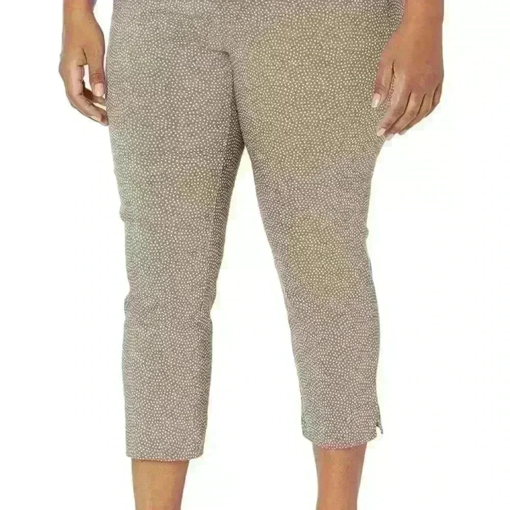 New Avenue Women's Plus Size Super Stretch Crop Pants - Micro Dot